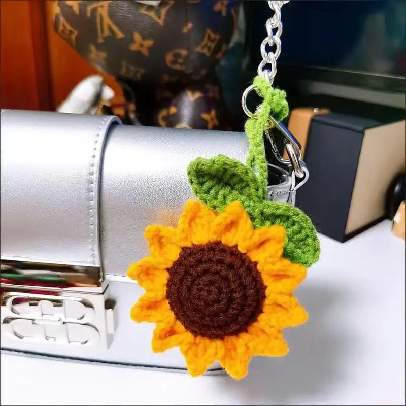Crochet Sunflower Car Rearview Mirror Hanging Gulyarn