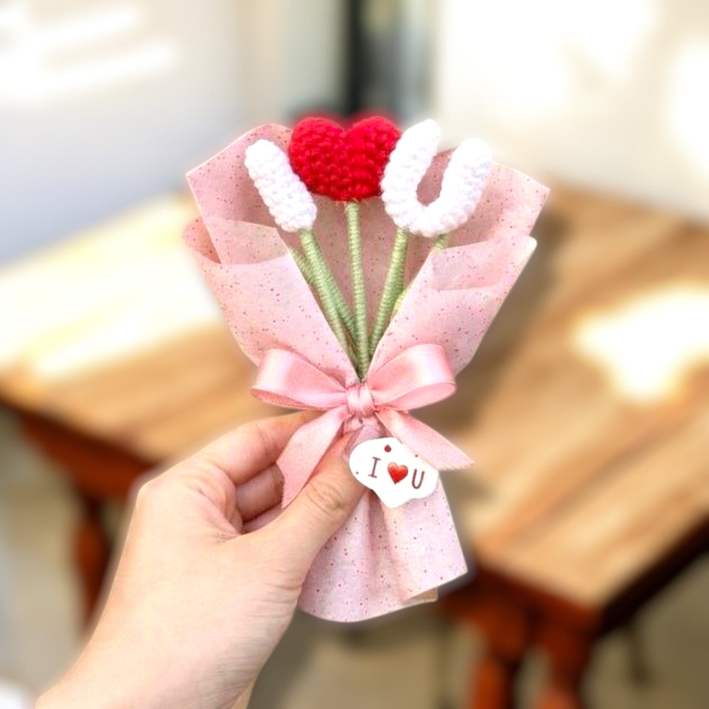 I Love You Mini Crochet Bouquet – Handmade Valentine Gift Gulyarn
