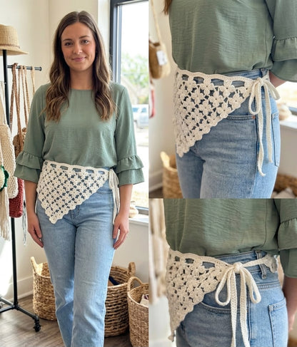 Crochet Waist Bandana – Handmade Boho Waist Wrap Belt Gulyarn