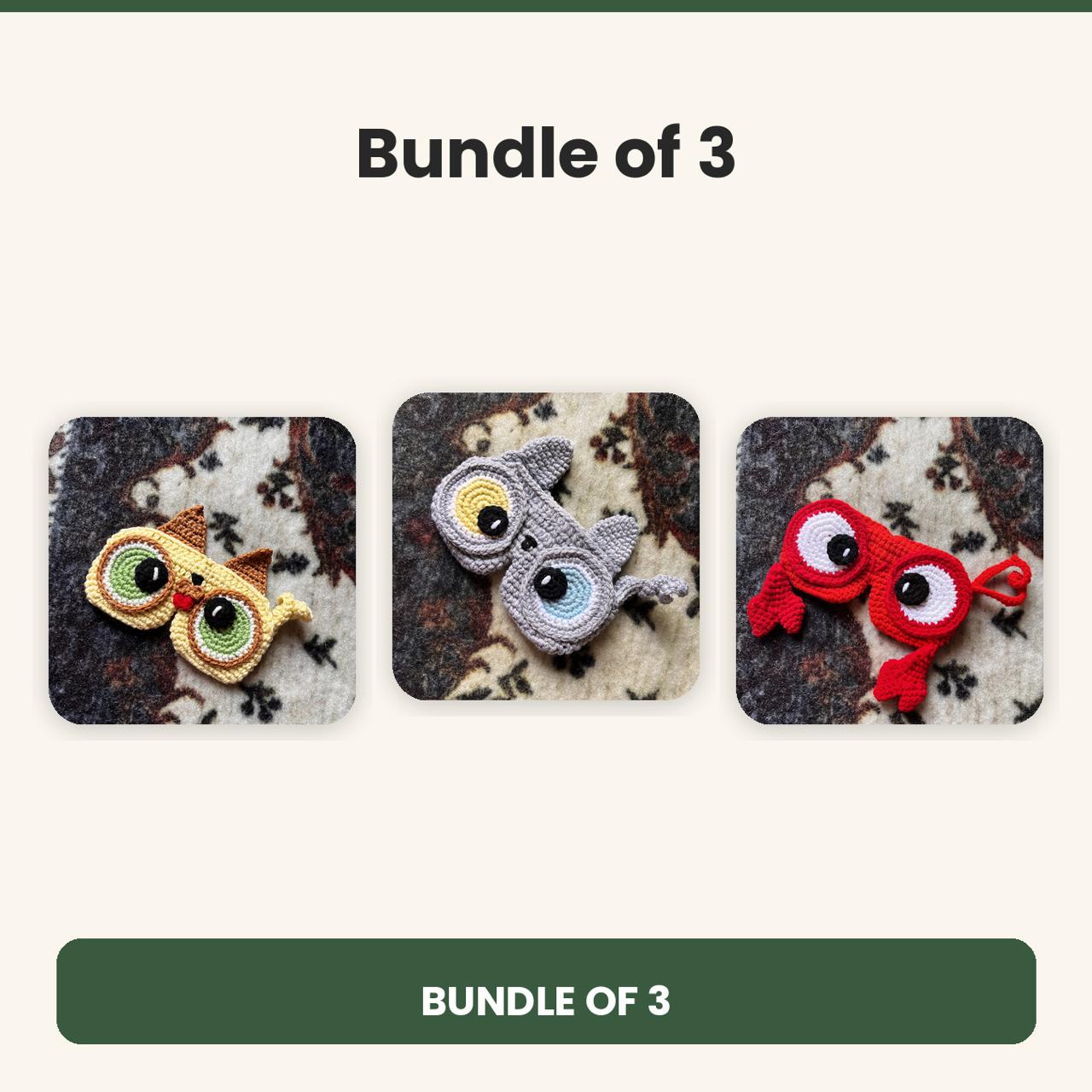 (Bundle of 3) Cute Crochet Glasses Holder Gulyarn